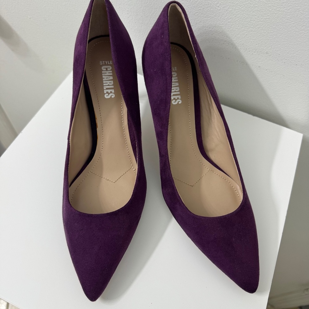 Charles by Charles David Purple Suede Pointed Toe Heels Pumps Size 8 - Picture 3 of 8